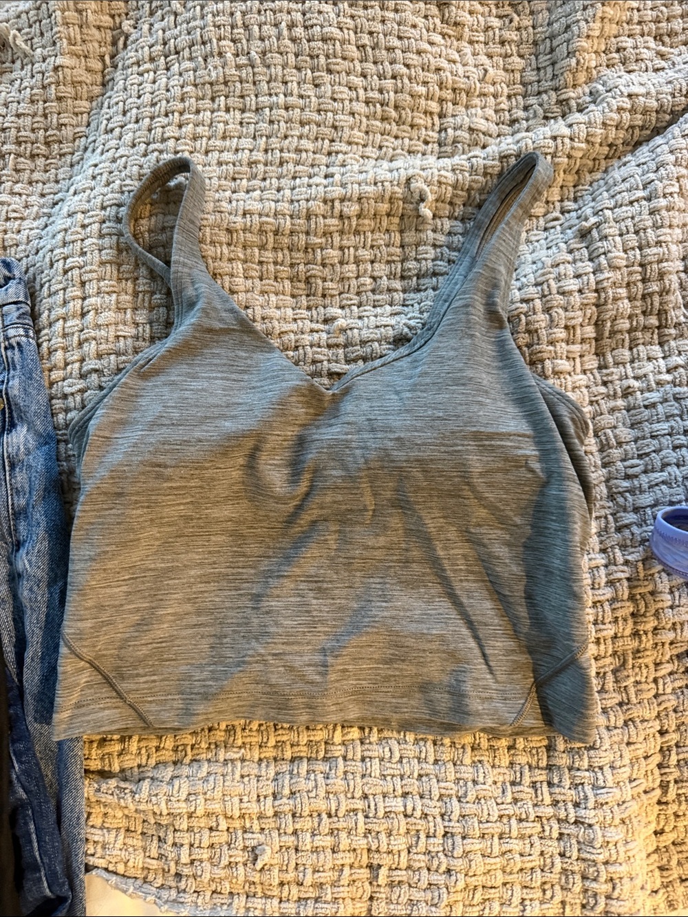 lululemon athletica Gray V‑Neck Seamless Cropped Tank